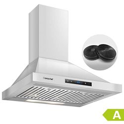 AMZCHEF Campana extractora 60cm Armario de aire de circulación escape Cubierta de armario filtro carbón activado LED de acero inoxidable de 3 niveles (Silver)
