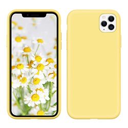 iPhone 11 Pro hoesje, zachte vloeibare siliconen iPhone 11 Pro hoes, schokbestendige full body beschermhoes voor iPhone 11 Pro 5.8 inch, geel