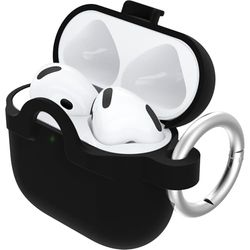 Coque OtterBox Soft Touch pour AirPods (4th gen), Coque de Protection Antichoc, Anti-Chute, Ultra-Mince, Anti-Rayures et Anti-éraflures pour Apple AirPods, Mousqueton Inclus, Noir