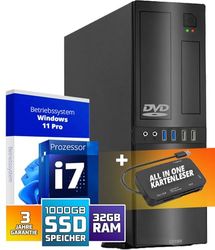 GMR Ultra Slim i7 Office PC - Business Office Computer | 3 anni di garanzia | 32 GB di RAM | 1000 GB SSD | DVD±RW | USB 3 | Windows 11 Prof | Bluetooth WiFi
