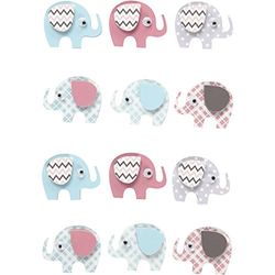 3D-stickers, H: 25 mm, B: 31 mm, olifanten, 12 stuks, dikte 7 mm