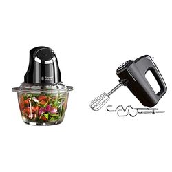 Russell Hobbs 24662 Desire Mini Chopper, Vegetable and Onion Chopper,Matte Black, 200 W & 24672 Desire Hand Mixer, Matte Black, 350 W