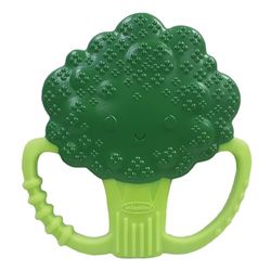 Infantino Lil' Nibbles Anneau de Dentition en Silicone Texturé, Exploration Sensorielle et Soulagement de la Dentition avec des Poignées Faciles à Tenir, Brocoli Vert,0+ Mois