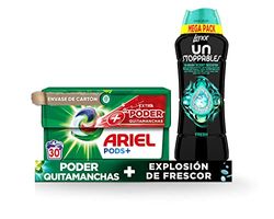 Ariel Pods All-in-One, Detergente Lavadora Liquido en Capsulas, 30 Lavados, Jabon Extra Poder Quitamanchas + Lenor Unstoppables Fresh Perlas Impulsoras De Fragancia 570g