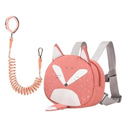 Bebamour Animal Mochila para niños pequeños con riendas de Seguridad Mini Bolsa con Correa de Seguridad para niños Mochila portátil Mochila con arnés de Seguridad para niños y niñas,Orange Fox