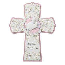 Creative Brands Cruz religiosa rosa bautizada en Cristo, 7 1/2 pulgadas