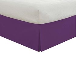 Lux Hotel Tailored Bed Skirt Classic 14" Drop Length Pleated Styling, Twin XL, Purple