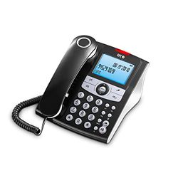 SPC Elegance ID - Téléphone Fixe de Bureau avec écran éclairé, 2 mémoires directes, répertoire téléphonique, identifiant de l'appelant, Mains Libres et Signal Lumineux d'appel manqué - Noir