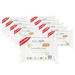 Eco by Naty Bezzapachowe chusteczki dla niemowląt - w 100% kompostowalne i na bazie roślin, dobre dla dzieci i wrażliwej skóry noworodków (12 x 20 |240 sztuk)