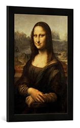 kunst für alle 'Quadro con Cornice di Leonardo da Vinci Mona Lisa, Stampata a Mano di qualità Fabbricati Foto-Cornice, 40 x 60 cm, Nero Opaco