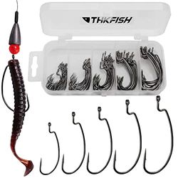 THKFISH 50 stks/doos worm offset haken met prikkeldraad schacht wormhaken ronde bocht vervanging vishaken 2 1 1/0 2/0 3/0