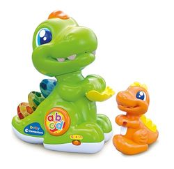 Clementoni Baby Dino-Dinosaurio Cachorro, Centro de Actividades, Juego electrónico Interactivo 10 Meses, Educativo enseña primeras Letras, estimula Primeros Pasos, en Italiano, 17953, Multicolor