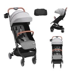 VEVOR Standaard kinderwagen voor peuters, met verstelbare rugleuning van 95 ° tot 175 graden, verstelbare voetensteun van 0/90 graden, inklapbare bekerhouder, met één klik, draagtas, donkergrijs