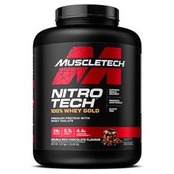 MuscleTech NitroTech 100% Whey Gold Protein Powder, Build Muscle Mass, Whey Isolate Protein Powder & Peptides, Protein Shake For Men & Women, 5.5g BCAA, 71 Servings, 2.27kg, Double Rich Chocolate
