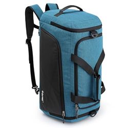 G4Free 45L/60L 3-weg reisrugzak, grote bagage, gymtas met nat compartiment en schoenenvak voor reizen, zwemmen, yoga, wandelen, kamperen, Pauw Blauw, 60L, onbezorgd