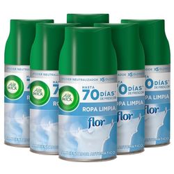 Air Wick Freshmatic - Recambios de ambientador spray automático, Esencia para casa con aroma a Flor Ropa Limpia, Azul, 250 ml (Paquete de 6)