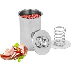 Multidepot Presse A Jambon, Modèle Numéro 313015, Capacité 1,5 kg de viande, Dimensions 17 x 10 x 10 cm, Acier Inoxydable, Argent