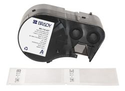 Brady Self-Laminating Vinyl Pre-Sized Labels for Label Printer BMP51/BMP53/M511-80 Self Adhesive Printer Labels - Black on White, Transparent (38,10 mm (W) x 63,50 mm (H)) - M5-116-427