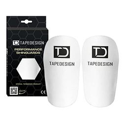 TAPEDESIGN - Performance Shinguards 2.0, Parastinchi da calcio per uomo, donna e bambino bianco, parastinchi personalizzati calcio, mini parastinchi calcio, mini shin pads (Onsesize)