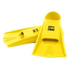BornToSwim Natation Palmes d'entraînement Courtes en Silicone Unisexe, Jaune Fluo, 44-46