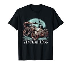 Vintage 1963 Steampunk Auto Classica Automobile 61° Compleanno Maglietta