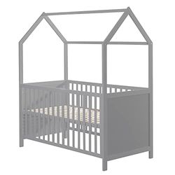 roba Cuna de Bebé en Forma de Casa 70 x 140 cm - Certificación FSC - Cama Infantil Altura Ajustable - Convertible en Cama Juvenil - Madera Gris