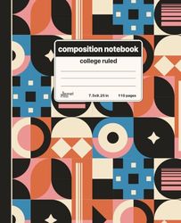 Composition Notebook College Ruled: Retro Geometric Abstract Pattern Vintage Aesthetic For College, School, Office and Work