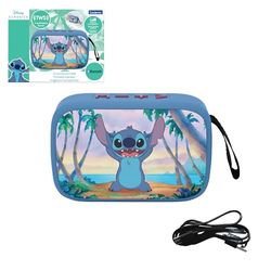 Lexibook, Disney Stitch, Draagbare Bluetooth-luidspreker, draadloos, USB-C, SD/TF-kaart, oplaadbare batterij, Blauw, BT018D