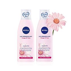 NIVEA Lait Démaquillant Visage & Yeux (2 x 200ml), lait démaquillant yeux, nettoyant visage enrichi en camomille & eau purifiée, soin visage femme pour toute peau