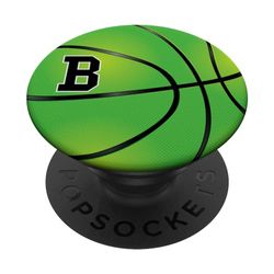 Pallone da pallacanestro con iniziale lettera B monogramma verde colorato PopSockets PopGrip Intercambiabile