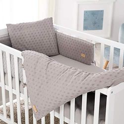 roba Coffret Bébé Bio Lil Planet - Linge de Lit : Housse de Couette 100 x 135 + Taie d'Oreiller 60 x 40 + Drap Housse + Barrière de Sécurité - Gris Argenté