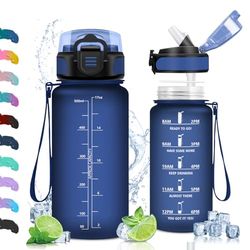 Vikaster Vattenflaska för skola, drickflaska med sugrör 500 ml, vattenflaska läckagesäker, BPA-fri, sportflaska för skola, camping, yoga, gym, utomhus