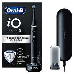 Oral-B iO 10 Brosse A Dents Electrique Noire, Coaching Et Contrôle De Pression, 7 Modes De Nettoyage Avec Soin Des Gencives Et Douceur, Brossette Ronde De Rechange Oral B, Chargeur, Etui De Voyage