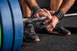 Harbinger Pro Lifting Grips | Correas de levantamiento premium | Agarre y soporte de muñeca mejorados | Material antideslizante de poliuretano | Diseño específico izquierda/derecha