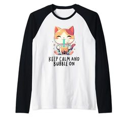 Mantieni la calma e fai bolle, Gatto, Bubble Tea Maglia con Maniche Raglan