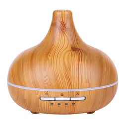 Grundig Aroma Diffuser Luchtbevochtiger 300ml- Elektrische Geurverspreider Met LED Verlichting en Timer - Aromatherapie Met Etherische Oliën - Draadloze Geur Verspreider - Bamboe