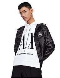 ARMANI EXCHANGE Hoodie, Maxi Print Logo On Front, Felpa, Uomo, Bianco, M