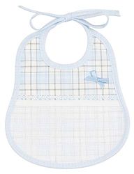 FILET, 2227BLEU, slabbetjes van katoen-piqué, Schotse print met zak van Aida-stof om te borduren, kleur lichtblauw