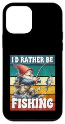 Retro Fisher Gnome Dad For Men Id Rather Be Fishing Saying Custodia per iPhone 12 mini