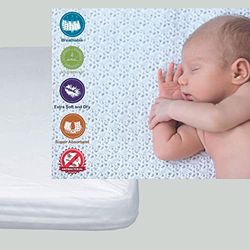 Pack de 2 Protectores de Colchón de Cuna 120x60 cm Impermeables y Transpirables en Rizo de Algodón Suave, Ajuste con Elásticos, Anti-Bacterias y Lavable