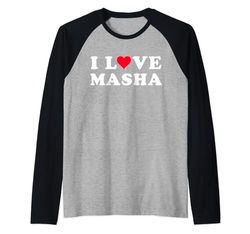 I Love Masha Matching Girlfriend & Novio Nombre Masha Camiseta Manga Raglan