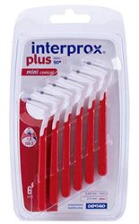 INTERPROX PLUS - Miniconique 1.0 - Brossettes Interdentaires - Fibres en Tynex - Rouge - Blister de 6 unités