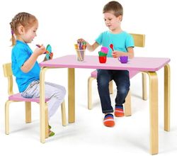 FANTASK Ensemble de 3 sièges en Bois pour Enfant avec Table et 2 chaises en Rose