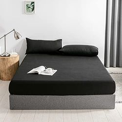 Good Nite DXHome Hoeslaken, 90 x 200 cm, zwart, polyester, 30 cm, extra diep, zaklaken, hoeslaken, zacht en ademend, machinewasbaar