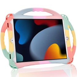 TOPESCT Kids Case for iPad 10.2 9th Gen (2021)/8th Gen (2020)/7th Gen (2019), TopEsct Shockproof Handle Stand Case Compatible with iPad 7th/8th/9th Gen 10.2(Rainbow)