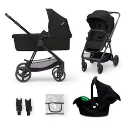 Kinderkraft NEWLY Carrito 3 en 1, I-Size, Para niños, Sistema de viaje, Carrito Para Bebes, Silla De Paseo, Ligera, Carro Bebe, Cochecito 3 Piezas, Plegable, desde el nacimiento hasta 22 kg, Negro