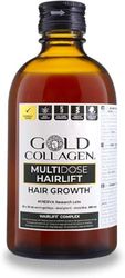 GOLD COLLAGEN Multidose Hairlift - Integratore Capelli Liquido al Collagene Marino con Acido Ialuronico, Biotina Capelli, Cheratina, Zinco e Vitamine Fortificante per Capelli, Pelle e Unghie, 300 ml