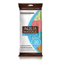 ARIX | 120 éponges corporelles de bain et de massage de la ligne Aqua MAssage Tradition, éponges détente douche massage relaxant, doux et absorbants, éponges colorées - 30 paquets