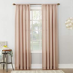 No. 918 Linen Blend Textured Sheer Rod Pocket Curtain Panel, Fabric, Blush, 54" x 63"