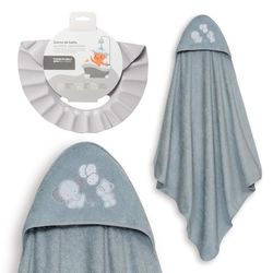 Interbaby - Mantello da bagno per bambini + cappello regolabile | Asciugamano con cappuccio 100% cotone unisex | morbido, asciugatura rapida | Ideale per neonati, neonati e bambini piccoli | Design